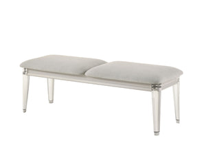 English Elm Laveda Light Gray Boucle Bench with Pearl White Acrylic Legs — Modern Upholstered Seating, 220lb Capacity B2726P269282
