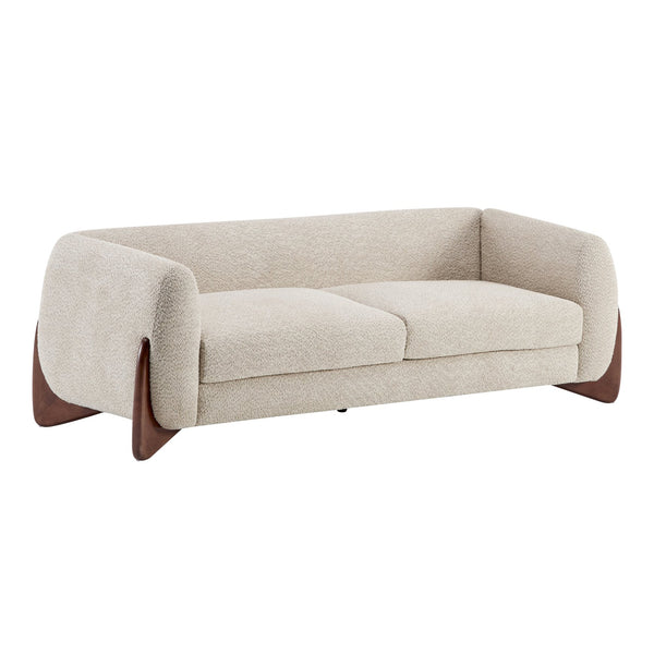 English Elm 82inches Boucle Textured Three Seat Sofa with Walnut Wedge Feet for Modern Living N771P205090V