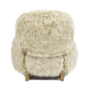 English Elm Jennifer Taylor Home - Enchante Taupe New Zealand Sheepskin Arm Chair with Oak Arms, Plush Comfort & Modern Rustic Charm B2719P238270