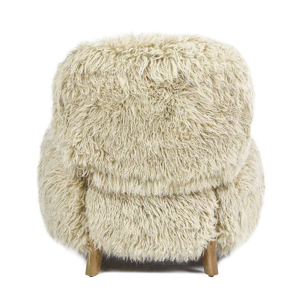 English Elm Jennifer Taylor Home - Enchante Taupe New Zealand Sheepskin Arm Chair with Oak Arms, Plush Comfort & Modern Rustic Charm B2719P238270