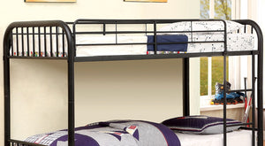 English Elm Twin Industrial Metal Bunk Bed with Wood Panels and Built-In Ladder, Guarded Top, Versatile Layouts Black 77 L x 44 W x 5 H B2741P353739