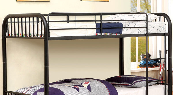 English Elm Twin Industrial Metal Bunk Bed with Wood Panels and Built-In Ladder, Guarded Top, Versatile Layouts Black 77 L x 44 W x 5 H B2741P353739