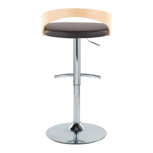 English Elm Grotto Modern Adjustable Barstools Set Of 2 With Swivel Chrome Base, Faux Leather & T Footrest B202S00915