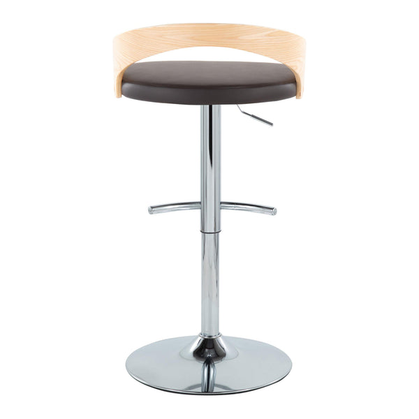 English Elm Grotto Modern Adjustable Barstools Set Of 2 With Swivel Chrome Base, Faux Leather & T Footrest B202S00915