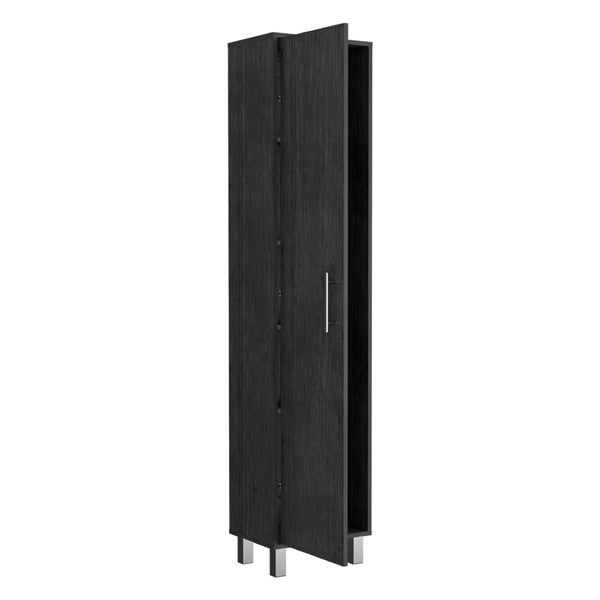 English Elm Storage Cabinet Buccan Smokey Oak Gray Laundry Organizer with Single Door & Five Shelves, Versatile Home Storage B092142829