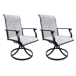 English Elm Swivel Textilene Patio Dining Chairs Set of 2 – Breathable Outdoor Porch Deck Chairs with 360° Rocking Black+ Gray W213P271500