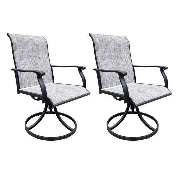 English Elm Swivel Textilene Patio Dining Chairs Set of 2 – Breathable Outdoor Porch Deck Chairs with 360° Rocking Black+ Gray W213P271500
