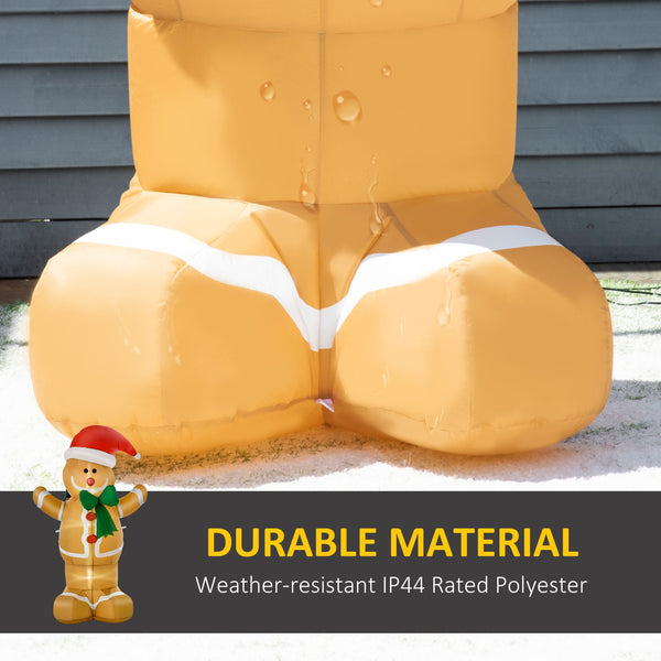 English Elm HOMCOM Inflatable 6ft Snowman with Christmas Tree Lawn Decor, Bright LED Lights and Wind Stakes Multicolor W2225P249969
