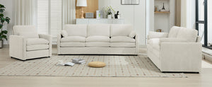 English Elm Cozy Oversized Chenille Sofa Set - Cloud-Like Comfort With Double Cushions & Ergonomic Design, Beige N719S001920A