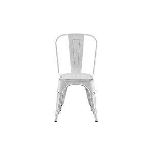 English Elm Set Of 4 Stackable Matte White Industrial Metal Dining Chairs - Modern, Easy-Clean, Lightweight Design B347P383364-GIGA