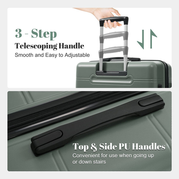 English Elm 6 Piece Hardshell Abs Travel Set with Spinner Wheels Combination Lock and Toiletry Bag Army Green N732P391465F