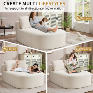 English Elm 67.5''chaise Lounge Oversized Corduroy Sleeper Sofa with Deep Seat and Two Pillows Beige W1803P409167