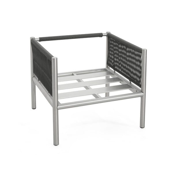 English Elm Christopher Knight Home® - Hargrove Club Chair Silver-Grey with Brushed Aluminum Frame, Braided Rope Design, Durable Olefin Cushions (97) N775P187589G
