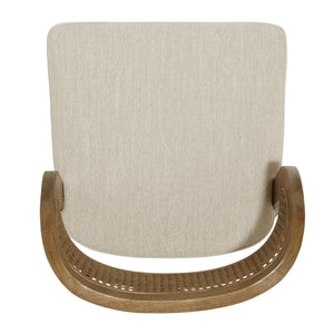 English Elm Hand-woven Rattan Back Dining Chairs Rubberwood Frame Upholstered Armchair Set of 2 Beige,Walnut N768P381887W