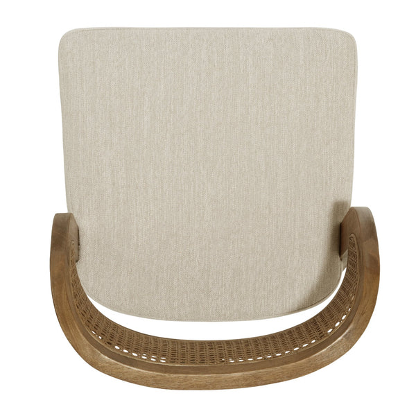 English Elm Hand-woven Rattan Back Dining Chairs Rubberwood Frame Upholstered Armchair Set of 2 Beige,Walnut N768P381887W