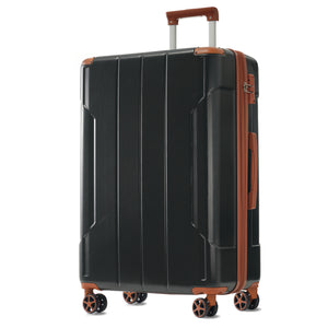 English Elm Hardshell Six Piece Luggage Set Expandable Abs Suitcases with Spinner Wheels Tsa Lock Black Brown N730P296628A