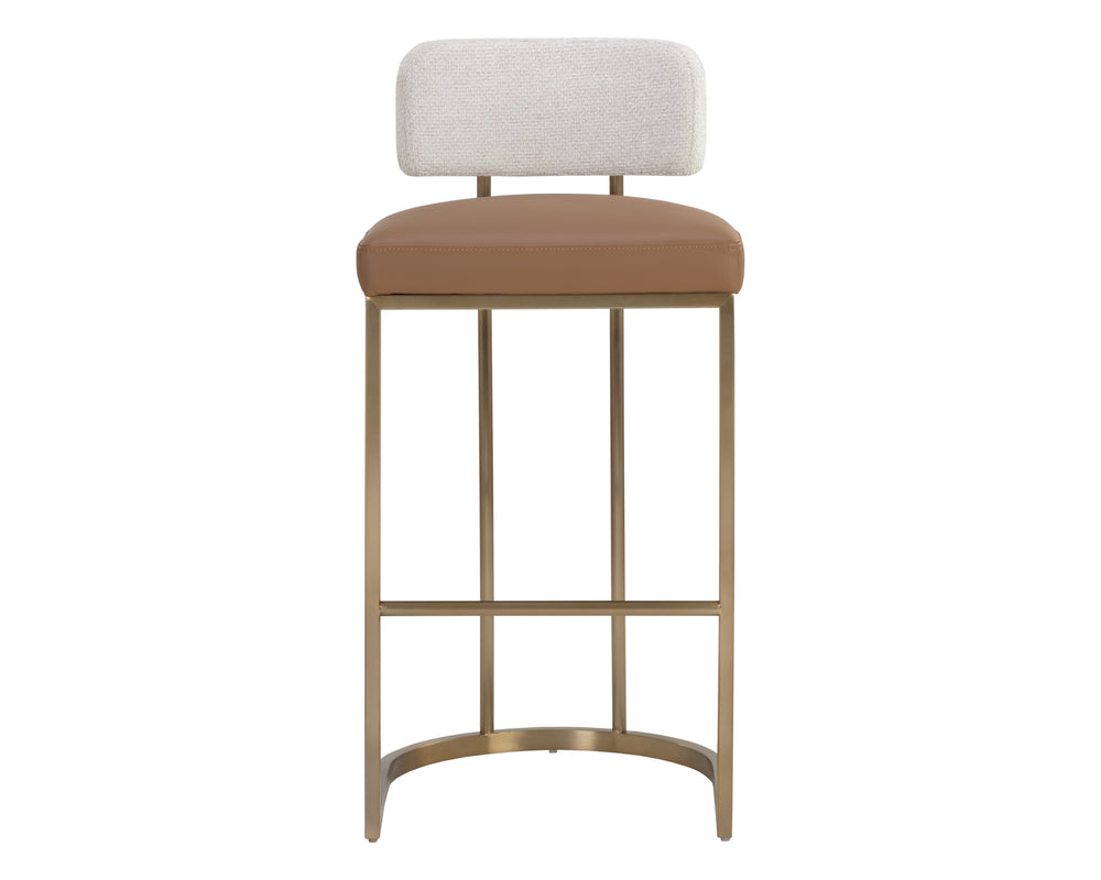 Sunpan Larissa Barstool - Elegant Mixed Materials with Faux Leather and Antique Brass Frame for Stylish Seating Bar Height