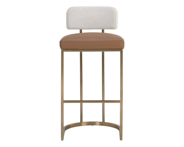 Sunpan Larissa Barstool - Elegant Mixed Materials with Faux Leather and Antique Brass Frame for Stylish Seating Bar Height
