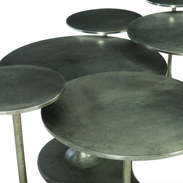 Bernhardt Bernhardt Sculptural Circlet Cocktail Table In Textured Graphite Cast Aluminum — 7 Tulip Tops, Modern Elegance 382024