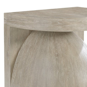 Bernhardt Bernhardt Sculptural Moda Side Table With Oak Aurum Top, Woodgrain Resin Base, Compact Modern Accent 547127
