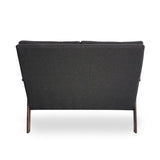 Christopher Knight Home® - Noble House - Duluth Mid Century Waffle Stitch Tufted Accent Loveseat with Rubberwood Legs - Black and Walnut Finish