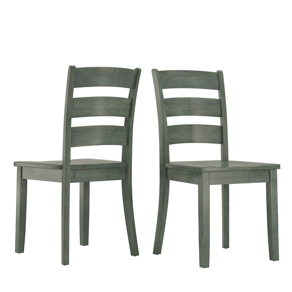Homelegance By Top-Line Lorren Ladder Back Wood Dining Chairs (Set of 2) Green Rubberwood