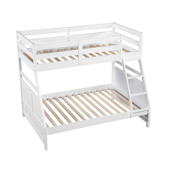 English Elm Bunk Bed Twin Over Solid Wood Frame with Guard Rails for Kids Shared Rooms White B011S02318