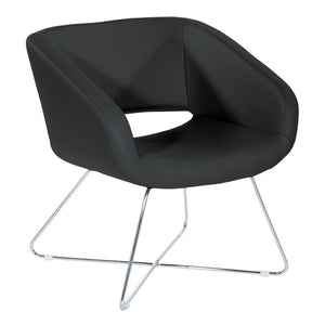 OSP Home Furnishings Faux Leather Accent Chair with Chrome Base for Modern Office or Living Room Black LRL-R107