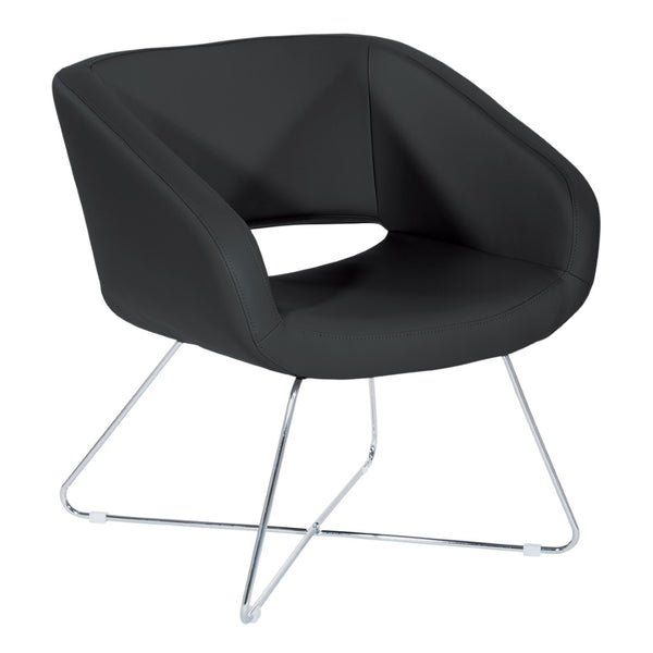 OSP Home Furnishings Faux Leather Accent Chair with Chrome Base for Modern Office or Living Room Black LRL-R107
