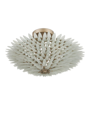 Currey & Company Dahlia Semi-flush Mount Light Fixture – Elegant Tiered Design With Polished Glass & Silver Frame Silver Recycled Glass ,Wrought Iron 9000-1326-currey-company