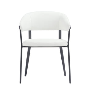 English Elm Belle Metal Upholstered Dining Chair with Foam Seat, Curved Backrest, Stitched Leatherette Comfort White B365P397755