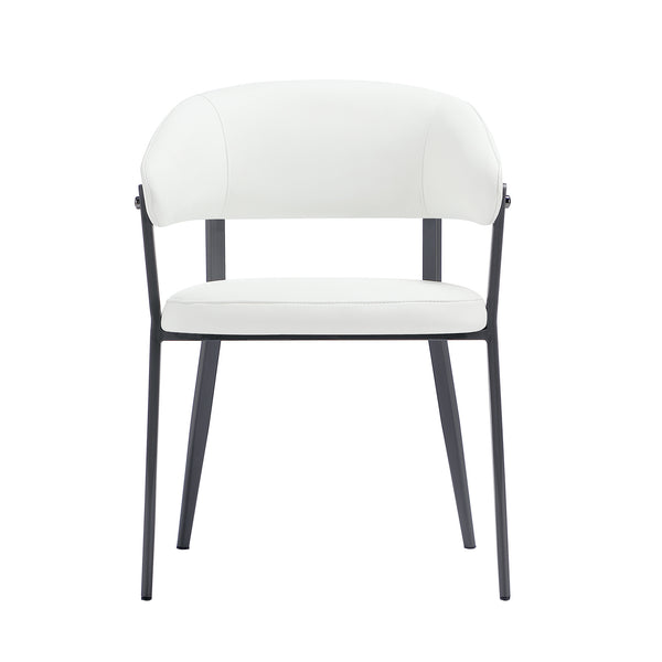 English Elm Belle Metal Upholstered Dining Chair with Foam Seat, Curved Backrest, Stitched Leatherette Comfort White B365P397755