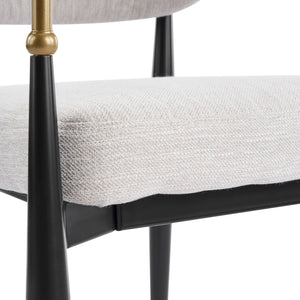 English Elm Fabric Upholstered Dining Chairs Glam Set of Two with Gold Accents Iron Frame N768P379506B