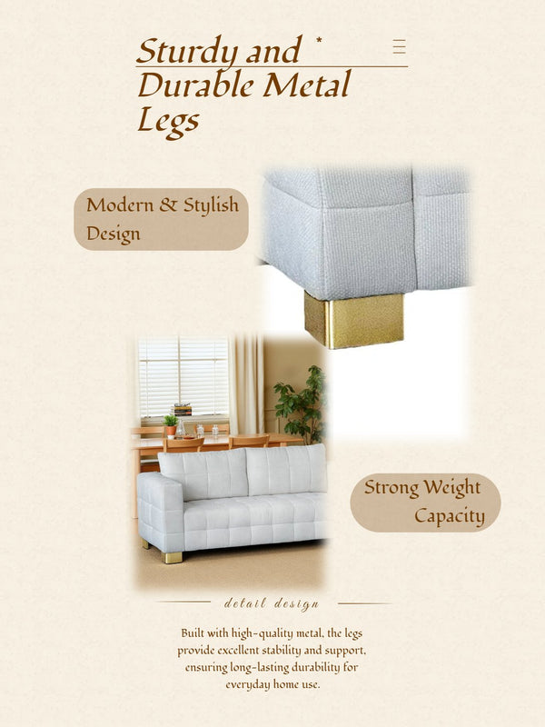 English Elm FX-P54-BK Plush Chenille Sofa with Metallic Legs, Subtle Glamour, Durable Velvet Feel for Living Room Beige W576S00168