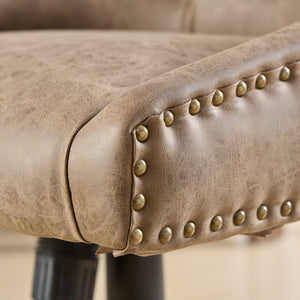 English Elm A&A Handcrafted Button-Loop Accent Chair with High-Rebound Foam, Solid Wood & Steel Legs, Retro Elegance Brown W1143P202750