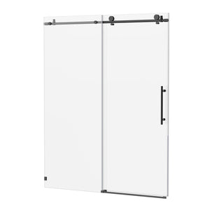 English Elm 56-60"W Frameless Sliding Shower Door with 5/16" Tempered Glass, Smooth Whisper-Quiet Rollers, Easy-Clean Coating Matt Black W1865S00162