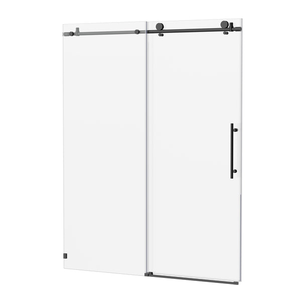 English Elm 56-60"W Frameless Sliding Shower Door with 5/16" Tempered Glass, Smooth Whisper-Quiet Rollers, Easy-Clean Coating Matt Black W1865S00162