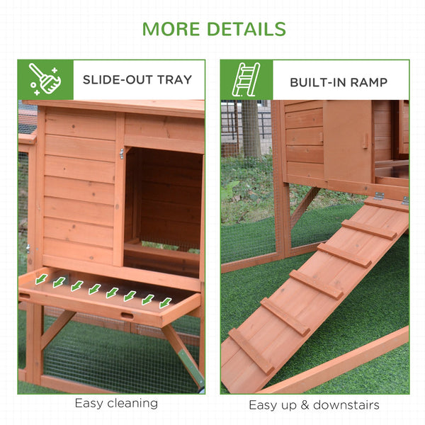 English Elm Wooden Backyard Chicken Coop with Galvanized Wire Run Nesting Box and Ramp Door T3971S00001