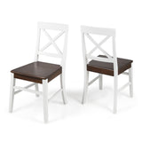 Christopher Knight Home® - Noble House - Roshan Farmhouse Walnut Finish Acacia Wood Dining Chairs with White Finish Frame