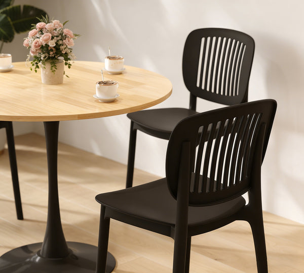 English Elm (natural Wood Tone) Round Mdf Dining Table Steel Tulip Base Mid Century Modern Small Space W2641P460057