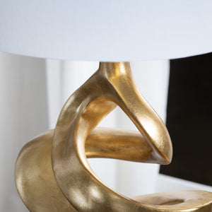 Crestview Collection Contemporary Sculptural Table Lamp - Elegant Gold Design With Crystal Base & Linen Shade For Modern Spaces   Cvavp1959a
