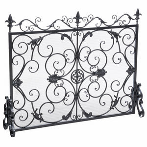 English Elm Christopher Knight Home® - WILMINGTON Darcie Wrought Iron Fireplace Screen with Ornate Victorian Detailing, Copper Brown Finish Black+Silver 55342.00