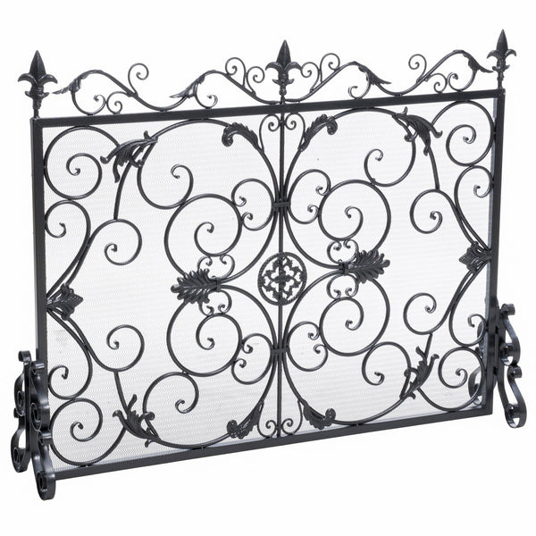 English Elm Christopher Knight Home® - WILMINGTON Darcie Wrought Iron Fireplace Screen with Ornate Victorian Detailing, Copper Brown Finish Black+Silver 55342.00