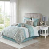 510 Design Shawnee Transitional 8 Piece Comforter Set 5DS10-0052 Seafoam