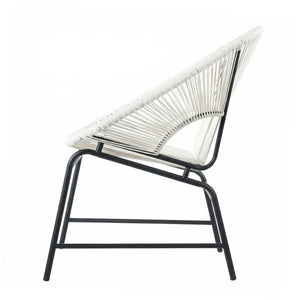 English Elm Nusa Outdoor Pe Rattan Patio Chairs with Iron Frame Airy Oval Weave Set of 2 White N775P422987W
