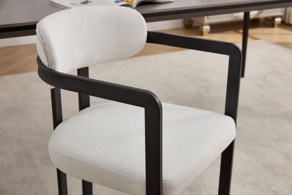 English Elm Modern Tufted Boucle Dining Chairs Set of 2 with Curved Back and Matte Metal Legs W3244P337430