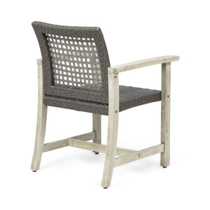 English Elm Christopher Knight Home® - HAMPTON Acacia Wood Dining Chair Pair with Handwoven Wicker Seats and Durable Velvet Finish Black+Grey 60400.00MBLK