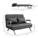 English Elm Homcom Convertible Sofa Bed Sleeper Chair, 5 Position Adjustable Backrest, Armchair Sleeper With Pillows, Leisure Chaise Lounge Couch, Gray