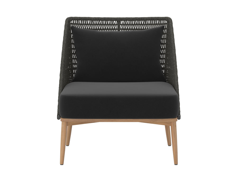Sunpan Andria Outdoor Lounge Chair - Modern Design with Durable Teak Base and Weather-Resistant Fabric Arashi Black