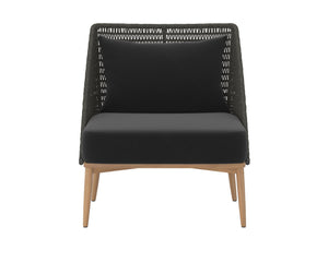 Sunpan Andria Outdoor Lounge Chair - Modern Design with Durable Teak Base and Weather-Resistant Fabric Arashi Black